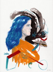 Drifting Ideas | Drawings, Watercolor-paintings | Emilie Aastrup | Beauton Art Gallery drawings, watercolor-paintings, aesthetic, colorful, figurative, graphical, illustrative, bodies, botany, people, black, blue, orange, acrylic, ink, paper, watercolor, beautiful, danish, decorative, design, faces, female, interior, interior-design, modern, modern-art, nordic, plants, posters, pretty, scandinavien, women, Buy original high quality art. Paintings, drawings, limited edition prints & posters by talented artists.