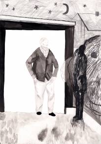 Uden titel IV | Posters-prints, Giclee-print | Emilie Aastrup | Beauton Art Gallery posters-prints, giclee-print, figurative, illustrative, landscape, monochrome, bodies, people, sky, black, grey, white, ink, paper, beautiful, black-and-white, buildings, contemporary-art, copenhagen, danish, decorative, design, interior, interior-design, modern, modern-art, nordic, posters, prints, scandinavien, sketch, Buy original high quality art. Paintings, drawings, limited edition prints & posters by talented artists.