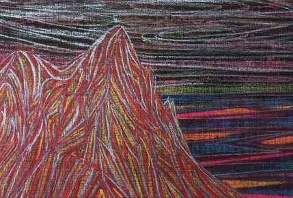 drawings, colorful, landscape, minimalistic, nature, sky, black, pastel, red, violet, crayons, paper, contemporary-art, mountains, natural, tranquil, Buy original high quality art. Paintings, drawings, limited edition prints & posters by talented artists.