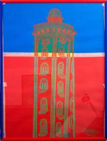 The Round Tower in Copenhagen | Drawings, Paintings | Mormor | Beauton Art Gallery drawings, paintings, colorful, figurative, graphical, pop, architecture, blue, red, acrylic, ink, paper, other-mediums, architectural, buildings, cities, contemporary-art, copenhagen, design, interior, interior-design, modern, modern-art, nordic, scandinavien, Buy original high quality art. Paintings, drawings, limited edition prints & posters by talented artists.