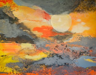 paintings, abstract, colorful, landscape, nature, sky, grey, orange, yellow, cotton-canvas, oil, abstract-forms, atmosphere, beautiful, decorative, design, flowers, interior, interior-design, mountains, plants, scenery, sun, Buy original high quality art. Paintings, drawings, limited edition prints & posters by talented artists.