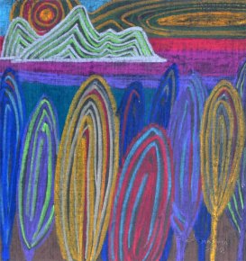 Lines in between Void XX | Paintings | Wu Hsichi | Beauton Art Gallery paintings, landscape, minimalistic, botany, nature, patterns, blue, green, yellow, crayons, paper, contemporary-art, natural, Buy original high quality art. Paintings, drawings, limited edition prints & posters by talented artists.