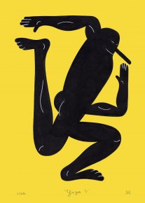 Yoga V | Posters-prints, Giclee-print | Mormor | Beauton Art Gallery posters-prints, giclee-print, family-friendly, figurative, graphical, minimalistic, pop, bodies, cartoons, humor, movement, people, black, ink, paper, amusing, contemporary-art, copenhagen, danish, decorative, design, interior, interior-design, modern, nordic, posters, prints, scandinavien, Buy original high quality art. Paintings, drawings, limited edition prints & posters by talented artists.