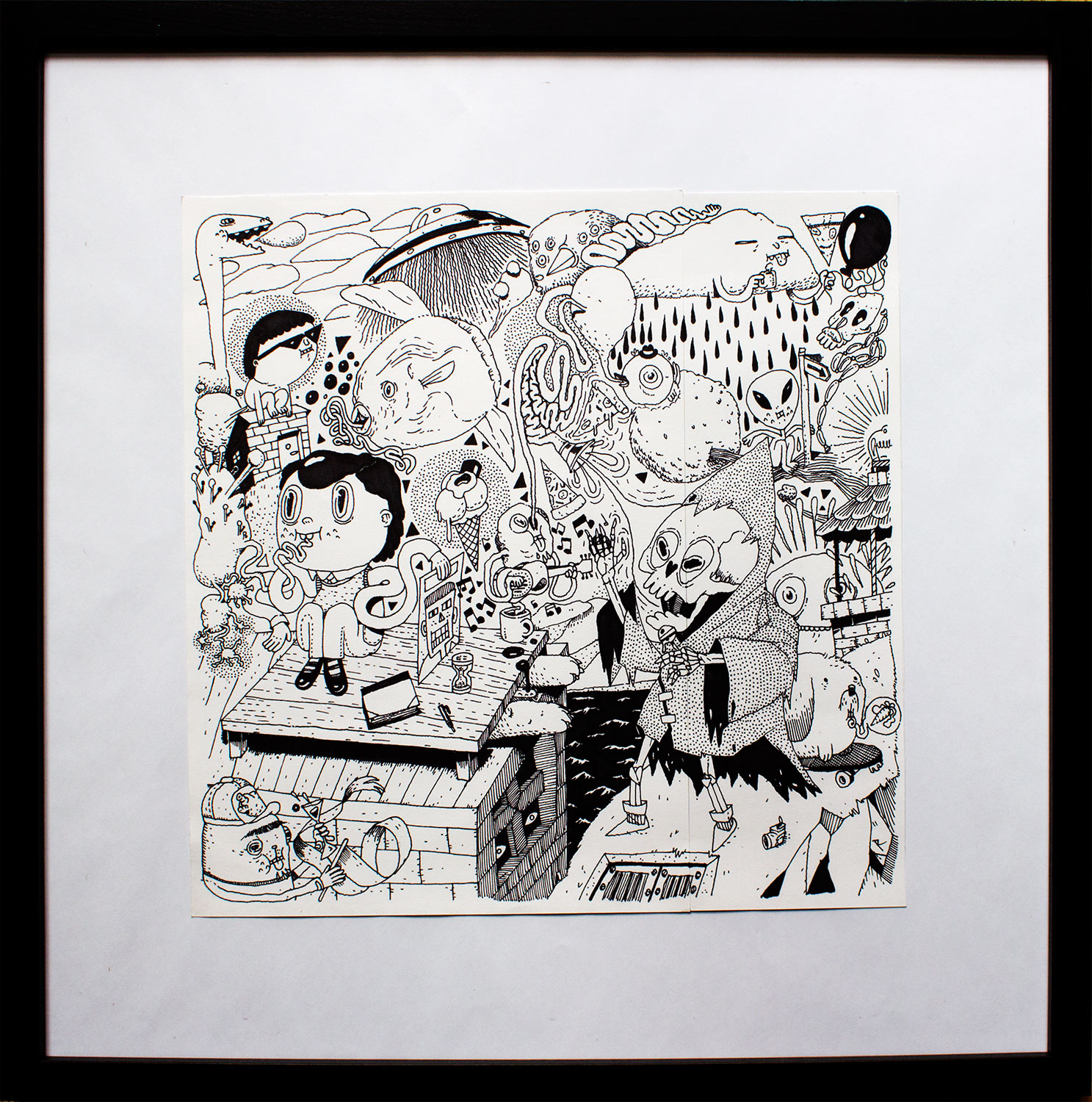 SXSW 2016 | Drawings | Patrick Ringsborg | Beauton Art Gallery drawings, family-friendly, illustrative, monochrome, cartoons, everyday life, oceans, pets, wildlife, black, white, artliner, paper, marker, amusing, birds, black-and-white, fish, food, sketch, Buy original high quality art. Paintings, drawings, limited edition prints & posters by talented artists.