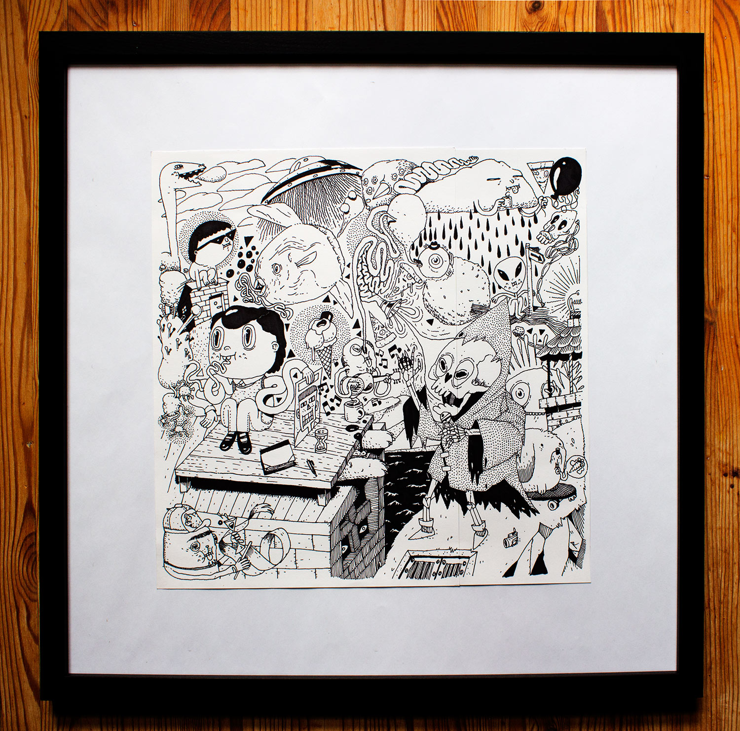 SXSW 2016 | Drawings | Patrick Ringsborg | Beauton Art Gallery drawings, family-friendly, illustrative, monochrome, cartoons, everyday life, oceans, pets, wildlife, black, white, artliner, paper, marker, amusing, birds, black-and-white, fish, food, sketch, Buy original high quality art. Paintings, drawings, limited edition prints & posters by talented artists.