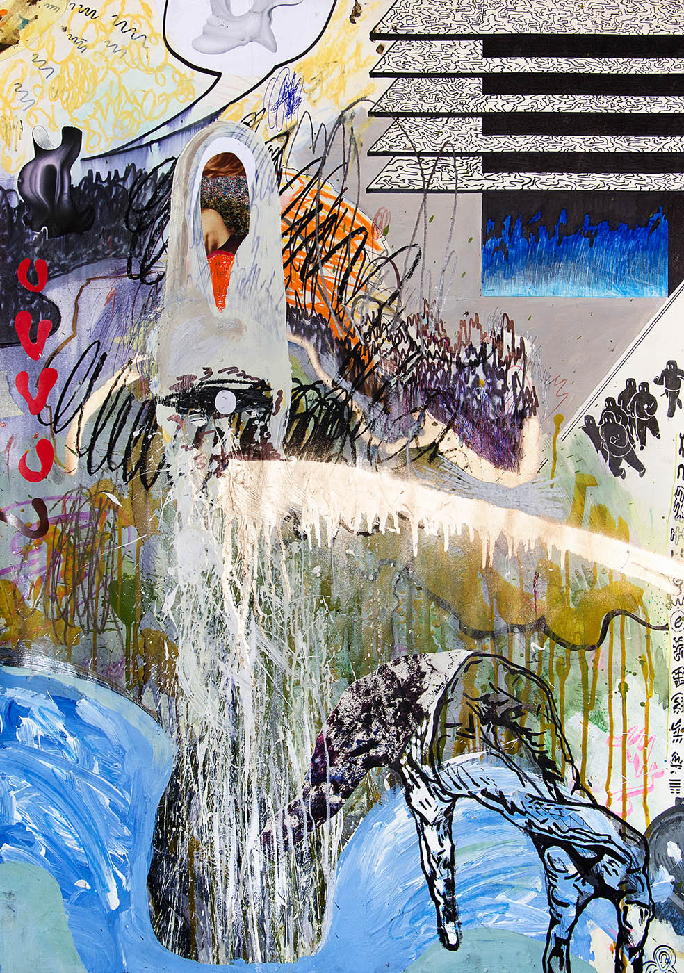The Horror Vacui Series #7 - 110 x 160 cm. Original mixed media painting on paper by artist Piotr Dudek