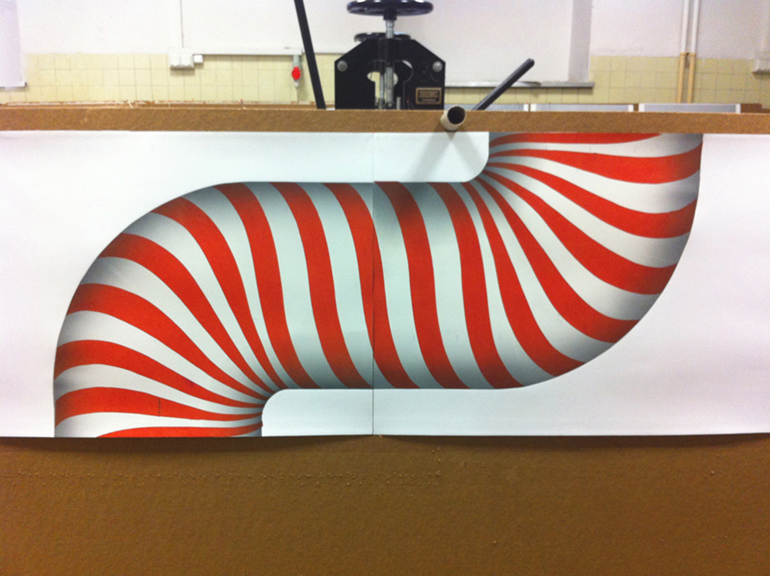 The Great Licking red - 140 x 100 cm. Limited edition linocut print by Marta Banaszak THE GREAT LICKING linocut_printing process