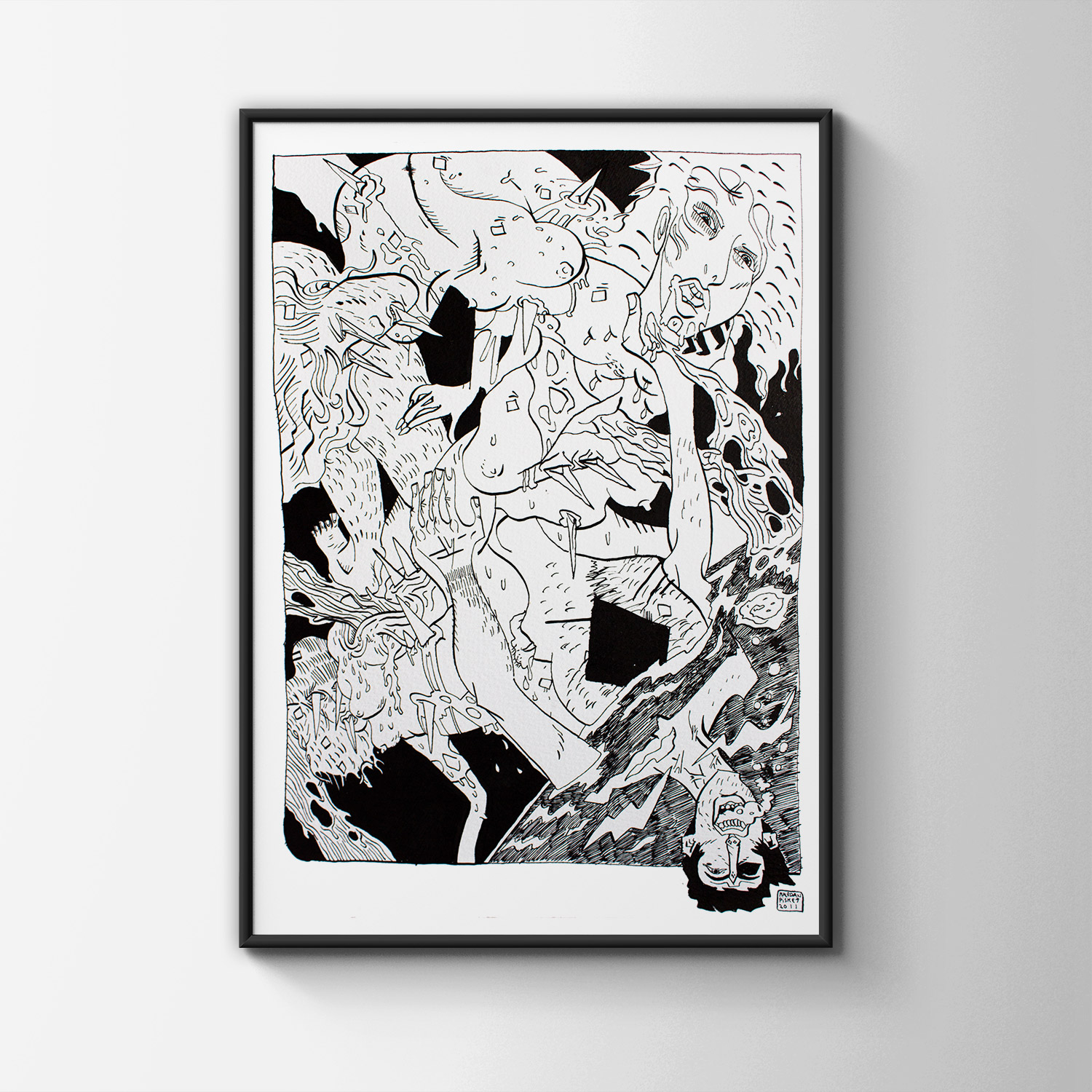 drawings, illustrative, monochrome, portraiture, surrealistic, cartoons, movement, people, sexuality, black, white, artliner, paper, erotic, faces, men, nude, sexual, sketch, Buy original high quality art. Paintings, drawings, limited edition prints & posters by talented artists.