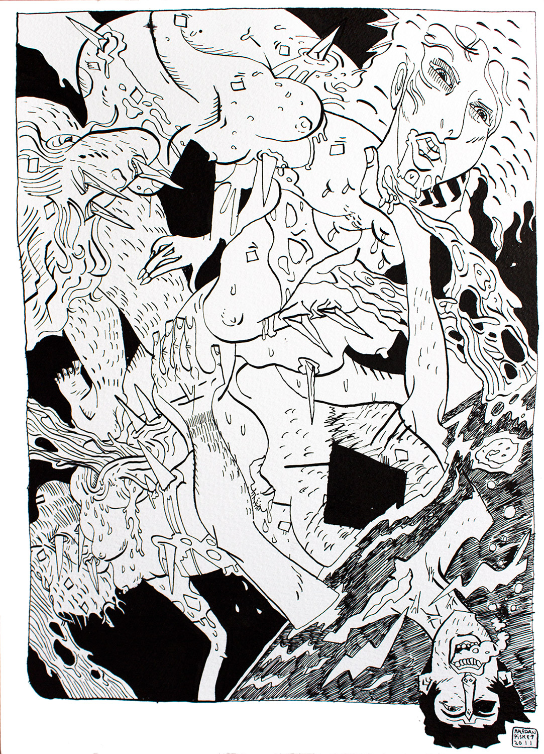 Untitled IV | Drawings | Halfdan Pisket | Beauton Art Gallery drawings, illustrative, monochrome, portraiture, surrealistic, cartoons, movement, people, sexuality, black, white, artliner, paper, erotic, faces, men, nude, sexual, sketch, Buy original high quality art. Paintings, drawings, limited edition prints & posters by talented artists.