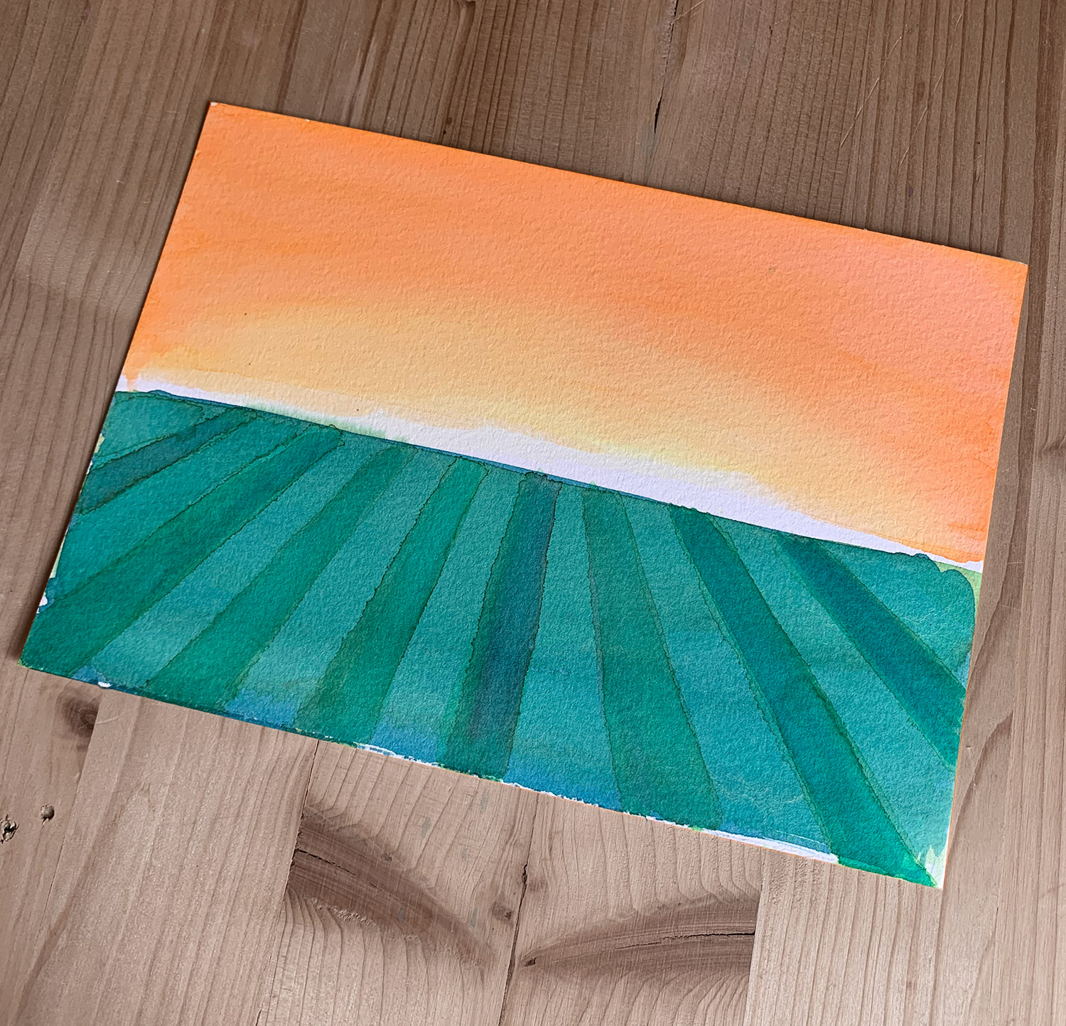 gouache-painting, watercolor-paintings, colorful, expressive, graphical, landscape, nature, green, orange, yellow, gouache, paper, watercolor, beautiful, contemporary-art, decorative, design, interior, interior-design, modern, modern-art, summer, sun, Buy original high quality art. Paintings, drawings, limited edition prints & posters by talented artists.