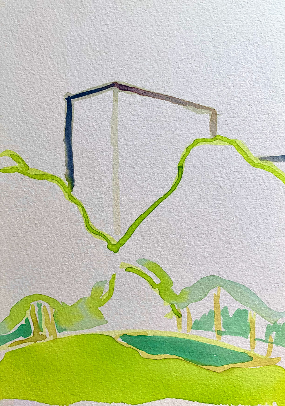 gouache-painting, watercolor-paintings, aesthetic, figurative, landscape, minimalistic, architecture, botany, sky, green, white, gouache, paper, watercolor, abstract-forms, architectural, beautiful, contemporary-art, decorative, design, forest, interior, interior-design, modern, modern-art, Buy original high quality art. Paintings, drawings, limited edition prints & posters by talented artists.