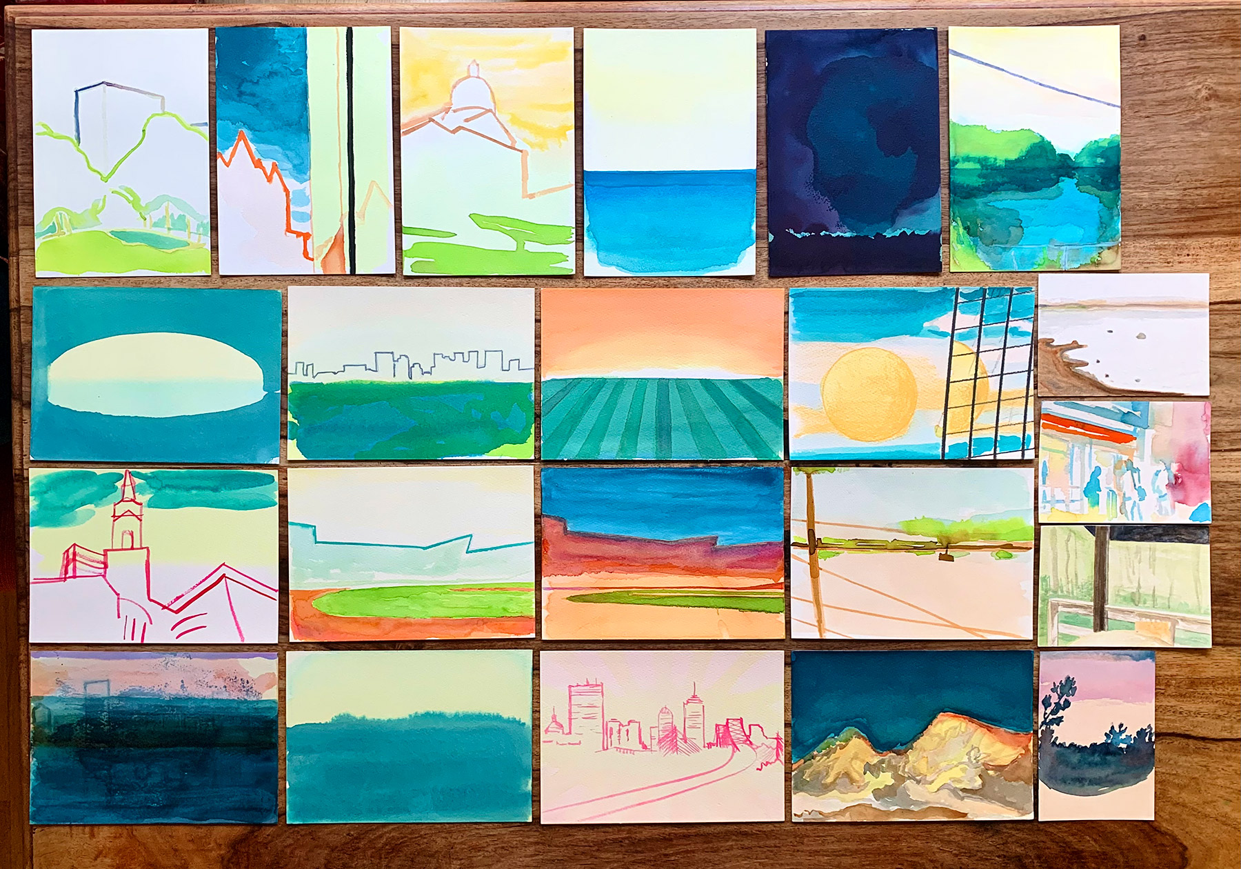 gouache-painting, watercolor-paintings, abstract, aesthetic, graphical, minimalistic, nature, oceans, sky, blue, turquoise, gouache, paper, watercolor, abstract-forms, beautiful, contemporary-art, decorative, design, interior, interior-design, modern, modern-art, Buy original high quality art. Paintings, drawings, limited edition prints & posters by talented artists.