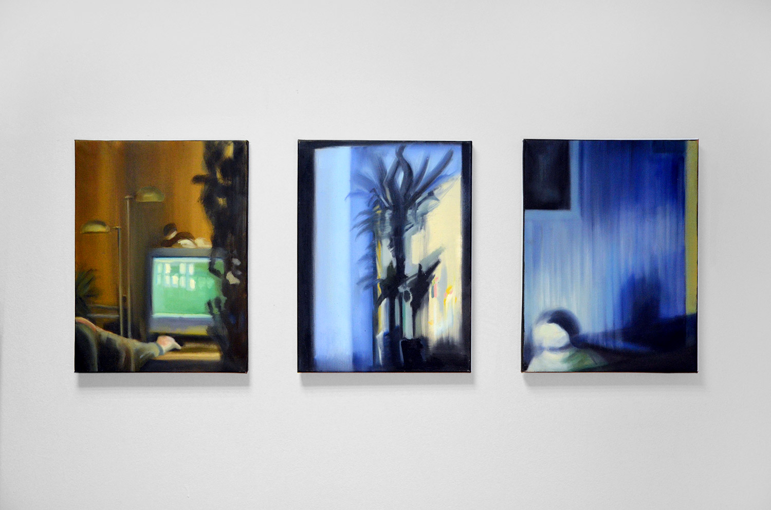 Windows V | Paintings | Noemi Staniszewska | "Windows V"
Original oil painting by Noemi Staniszewska
The Windows series is a pictorial tale of urban walks through the residential neighborhoods of the Hague. It is the result of observing the uncovered windows of Dutch houses, a recording of fragments of someone else's reality – intimate and yet exposed to public view.The window here is the boundary between private and foreign. It is a place where gazes meet, place of confrontation with what is outside. In this case, the situation of looking in the windows is also an expression of the emigration experience – the observer, although sees, remains outside of what he looks at, as always an outsider. Voyeurism is a manifestation of curiosity, perhaps longing, but at the same time it involves a violation of boundaries. | Beauton Art Gallery paintings, abstract, aesthetic, expressive, illustrative, still-life, architecture, botany, movement, patterns, black, blue, yellow, cotton-canvas, oil, architectural, beautiful, buildings, contemporary-art, decorative, design, interior, interior-design, modern, modern-art, windows, Buy original high quality art. Paintings, drawings, limited edition prints & posters by talented artists.