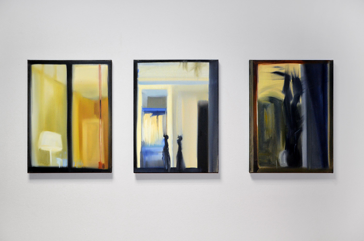 Windows III | Paintings |  | "Windows III"
Original oil painting by Noemi Staniszewska
The Windows series is a pictorial tale of urban walks through the residential neighborhoods of the Hague. It is the result of observing the uncovered windows of Dutch houses, a recording of fragments of someone else's reality – intimate and yet exposed to public view.The window here is the boundary between private and foreign. It is a place where gazes meet, place of confrontation with what is outside. In this case, the situation of looking in the windows is also an expression of the emigration experience – the observer, although sees, remains outside of what he looks at, as always an outsider. Voyeurism is a manifestation of curiosity, perhaps longing, but at the same time it involves a violation of boundaries.
 | Beauton Art Gallery paintings, abstract, expressive, graphical, architecture, botany, movement, patterns, black, red, yellow, cotton-canvas, oil, architectural, beautiful, buildings, contemporary-art, decorative, design, interior, interior-design, modern, modern-art, windows, Buy original high quality art. Paintings, drawings, limited edition prints & posters by talented artists.