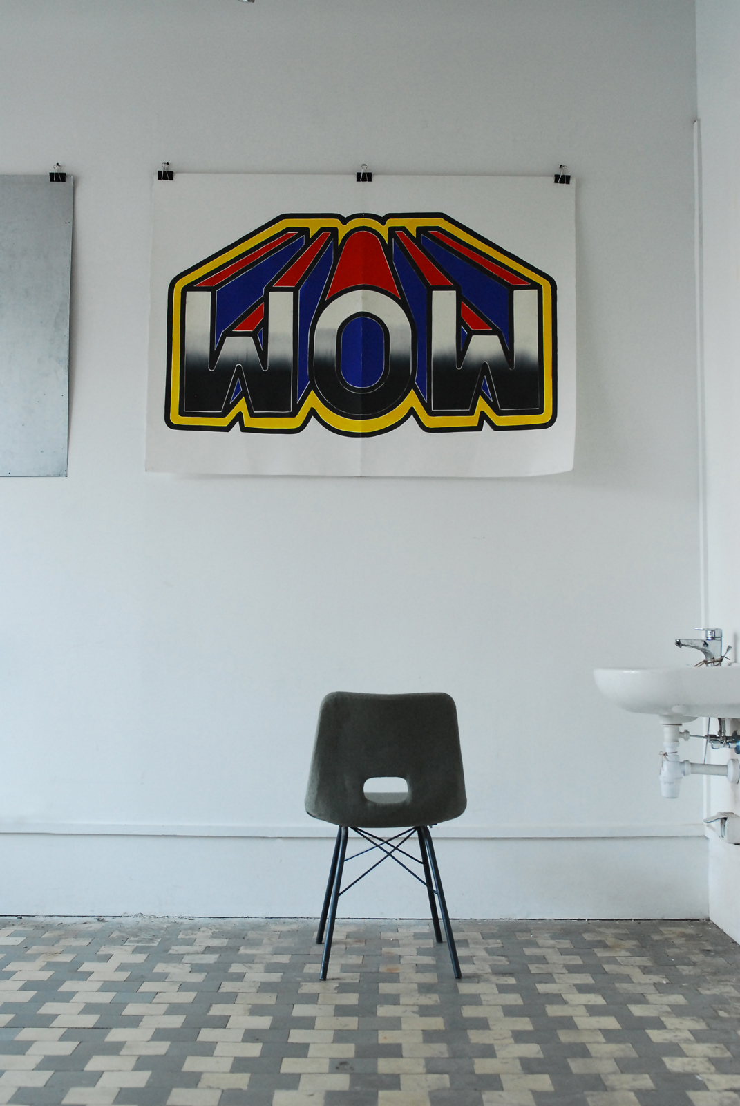 WOW/MOM - 140 x 100 cm. Limited edition linocut print by Marta Banaszak WOW/MOM linocut_interior