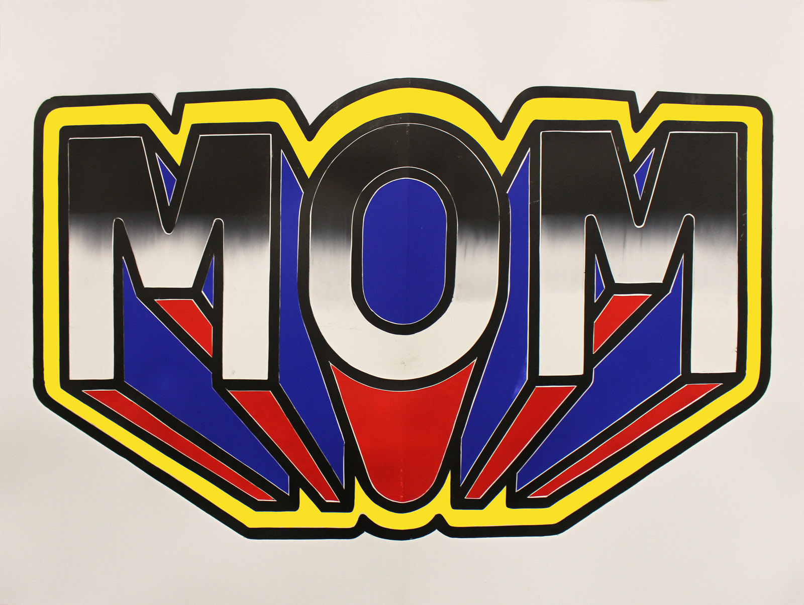 WOW/MOM - 140 x 100 cm. Limited edition linocut print by Marta Banaszak WOW/MOM linocut_upside down