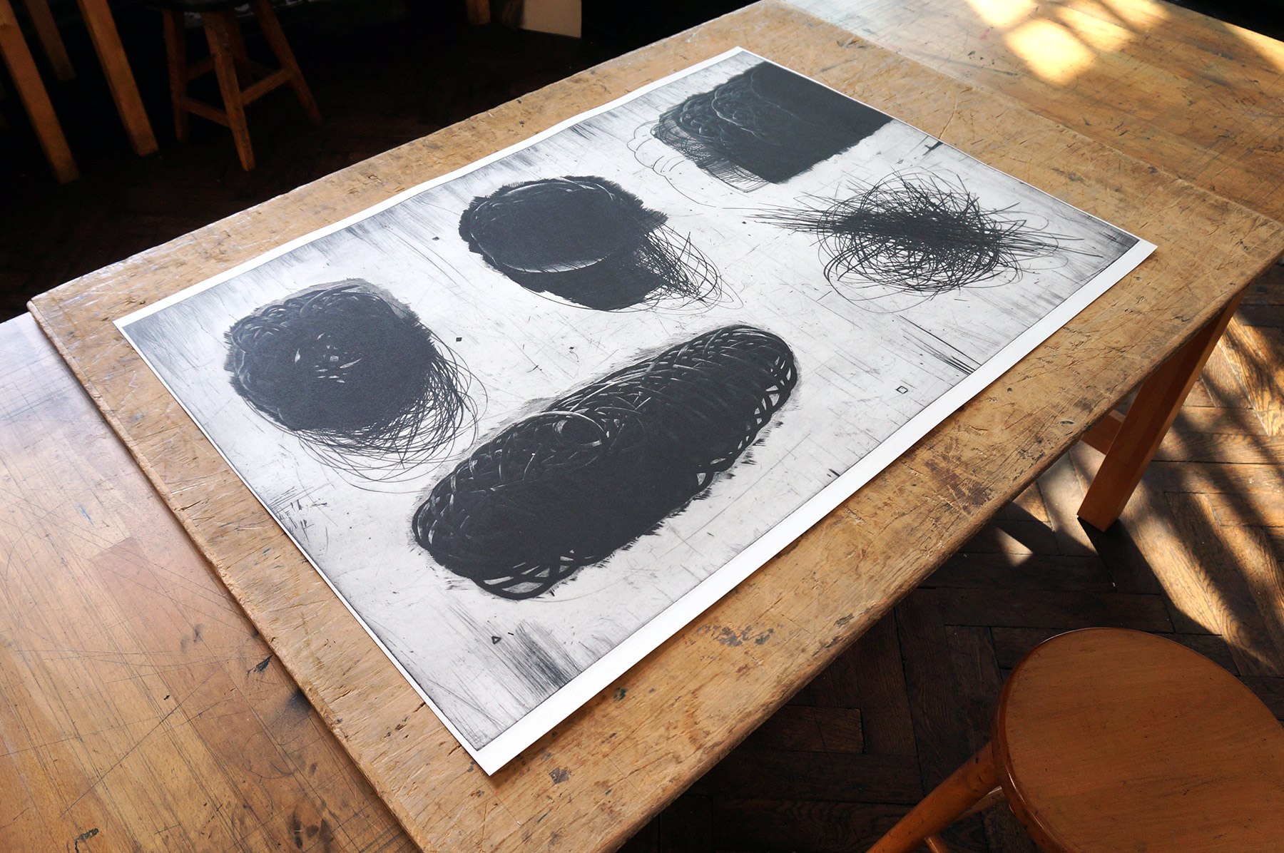 Perpetuum Mobile XXVII | Art-prints, Engravings | Tomasz Winiarski | Beauton Art Gallery art-prints, engravings, abstract, graphical, monochrome, patterns, black, grey, white, ink, paper, abstract-forms, atmosphere, autumn, black-and-white, conceptual, danish, decorative, design, interior, interior-design, nordic, scandinavien, Buy original high quality art. Paintings, drawings, limited edition prints & posters by talented artists.